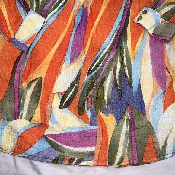 Soft Surroundings Shirt Size XL Multicolor Peregrine Tunic Blouse Fiery Strip LS - Picture 12 of 12